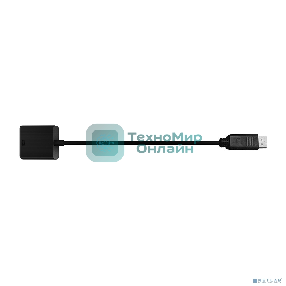 Переходник с кабелем Bion HDMI - DisplayPort, 19F/20M, однонаправленный DP->HDMI, 15см, черный BXP-A-HDMI-DP-02