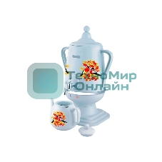 Самовар Добрыня DO-433(4,0л.) Снегирь на белом бел/кер.з x4