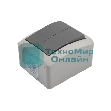 Выключатель двухклавишный Kranz INDUSTRIAL открытой установки, IP54 серый