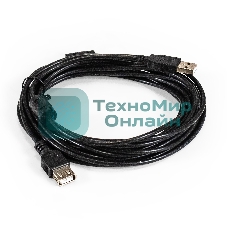 Удлинитель USB 2.0 ExeGate EX-CCF-USB2-AMAF-5.0F (Am/Af, позолоченные контакты, ферритовые кольца, 5м)