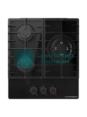 Варочная панель Kuppersberg FG 46 B газ, High-Tech, 45 см, автоматический электроподжиг, газ-контроль, форсунки под сжиженый газ, SABAF конфорки, чугунные решетки, цвет черный, цвет фурнитуры черный
