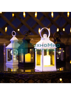 Декоративный фонарь Neon-night со свечкой, белый корпус, размер 10.5х10.5х22,35 см, цвет теплый белый