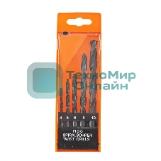 Набор сверл по металлу Sparta 4-5-6-8-10 мм, HSS, 5 шт., пласт. бокс, цилиндрический хвостовик