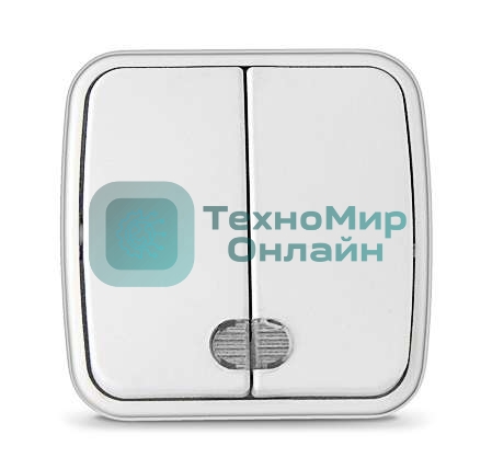 Выключатель 2-кл. ОП Электра 10А IP20 с подсветкой белый Союз 0030