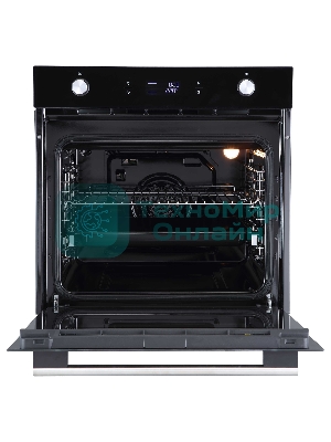 Духовой шкаф встраиваемый полноразмерный Evelux EO 650 PB, 60 см, 9 режимов, 70л, черное стекло