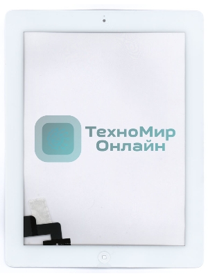Сенсорное стекло (тачскрин) для iPad 2 (A1395, A1396, A1397), белое с кнопкой OEM