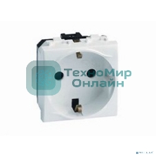 Розетка 1-м СП Brava 2мод. защ. шторки с заземл. бел. ДКС 76482B