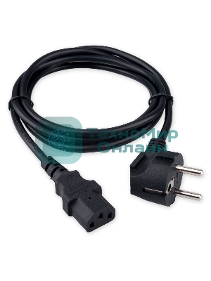 Кабель питания Гарнизон GPC-186-0.5-1.8M, Schuko-C13, 3x0.5мм2, 6A, CCA, с заземлением, 1.8м, черный, пакет