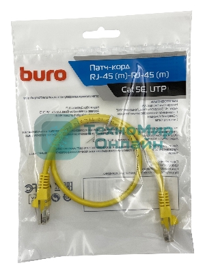Патч-корд Buro cat.5e molded 0.5м желтый RJ-45 (m)-RJ-45 (m)