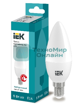 Лампа cветодиодная IEK LLE-C35-5-230-40-E14 ECO C35 свеча 5Вт 230В 4000К E14