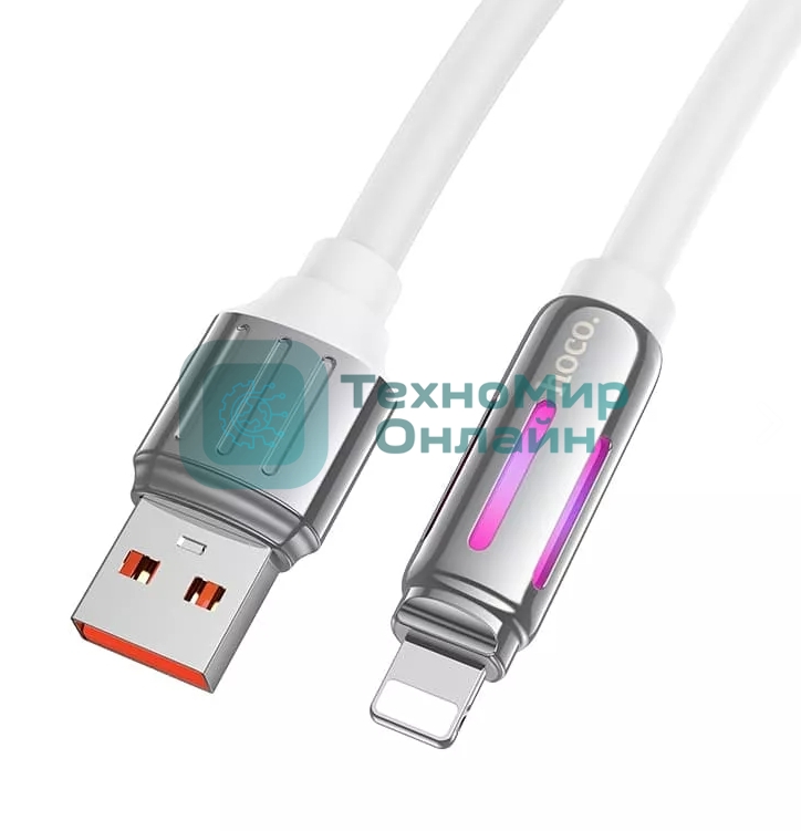 Кабель USB HOCO U136 Prize, USB - Lightning, 2.4А, 1.2м, белый