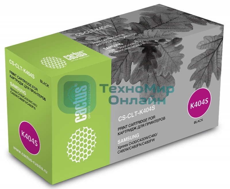 Картридж лазерный Cactus CS-CLT-K404S черный (1500 стр.) для Samsung SL-C430/C430W/C480/C480W/C480FW