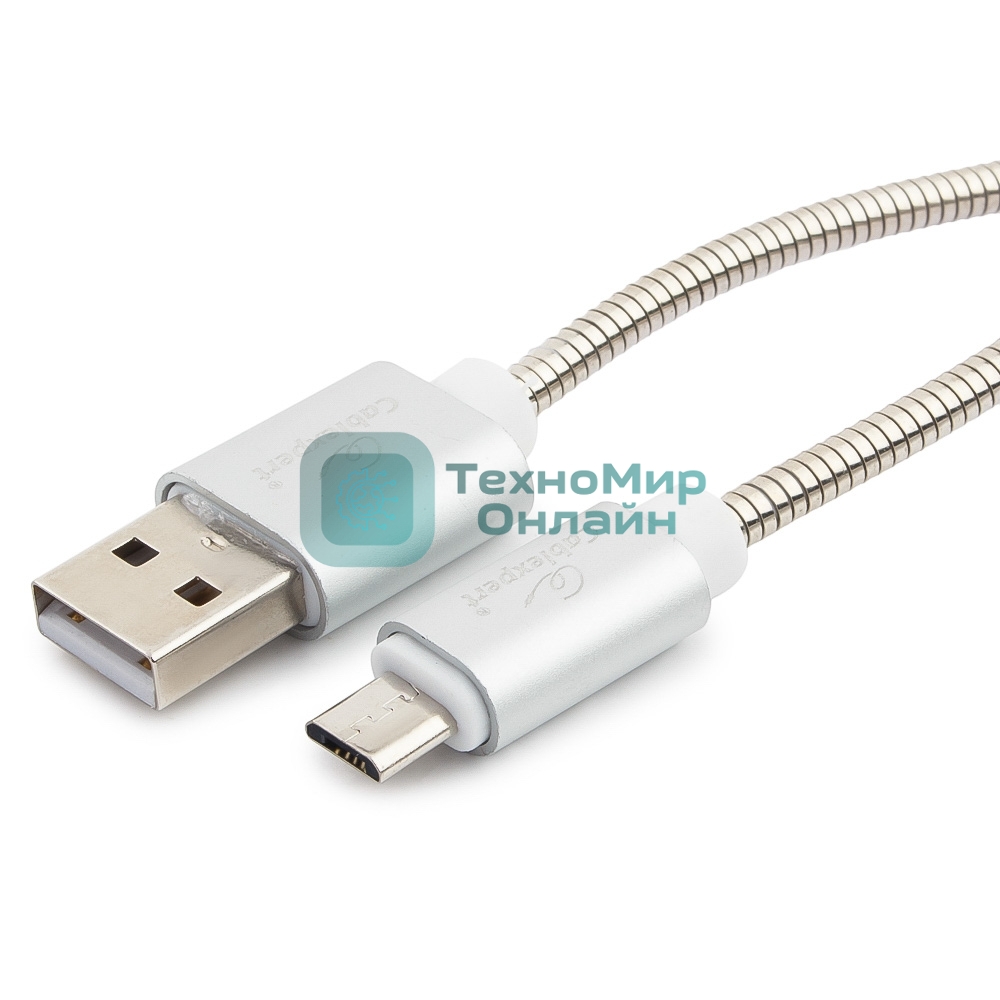 Кабель USB2.0 Cablexpert CC-G-mUSB02S-1.8M, AM/microB, серия Gold, длина 1.8м, серебро, блистер