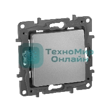 Выключатель 1-клавишный, авт.клеммы, 10AX, 250 В 672401 Legrand Etika Алюминий