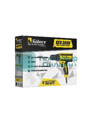 Дрель ударная электрическая Kolner KED 300V 300 Вт, 0- 800 об/мин, быстрозажимной двухмуфтовый патрон 0,8-10 мм, максимальный крутящий момент 14Нм, число ступеней крутящего момента 20+1