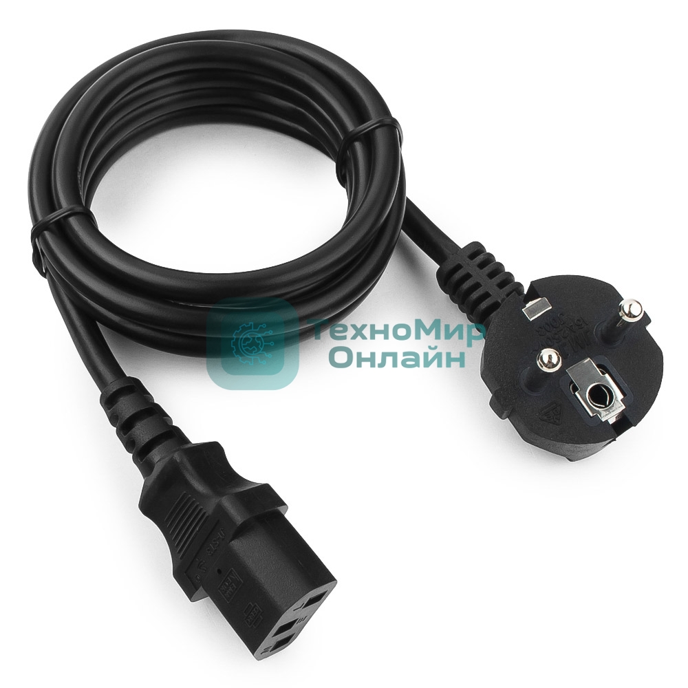 Кабель питания Cablexpert PC-186-1-1.8M, 1.8м, Schuko- C13, 3x1кв.мм, черный, с заземлением, пакет