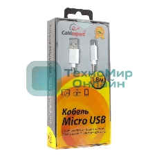 Кабель USB2.0 Cablexpert CC-G-mUSB02S-1.8M, AM/microB, серия Gold, длина 1.8м, серебро, блистер