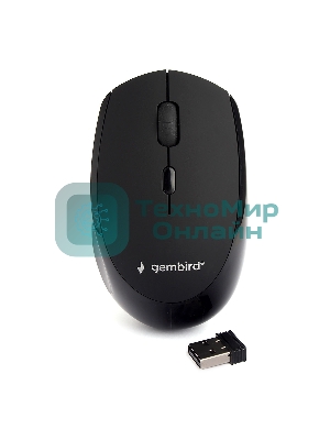 Мышь беспроводная Gembird MUSW-354 черный, 1600 dpi, радиоканал, USB, кнопки - 4