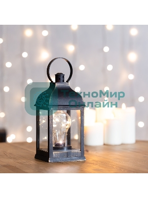 Декоративный фонарь Neon-night с лампочкой, бронзовый корпус, размер 10.5х10.5х22,5 см, цвет теплый белый