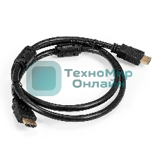 Кабель HDMI ExeGate EX-CC-HDMI2-1.0F (19M/19M, v2.0, 1м, 4K UHD, Ethernet, ферритовые кольца, позолоченные контакты)