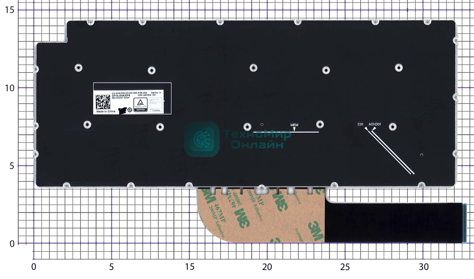 Клавиатура для ноутбука Dell Latitude 3301 черная без рамки