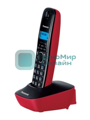 Телефон беспроводной (DECT) Panasonic KX-TG1611RUR (красный) АОН, Caller ID,12 мелодий звонка,подсветка дисплея,поиск трубки