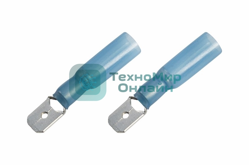 Клемма плоская Rexant изолированная термоусаживаемая штекер 6.35 мм 1.5-2.5 мм² (РПи-п-т 2.5-(6.3)) синий