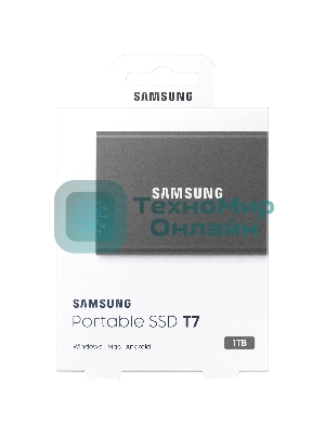 Внешний SSD Samsung T7, 1TB, USB 3.2 Gen 2 Type-C, R/W 1050/1000, серый