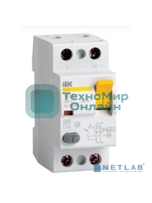 Выключатель дифференциального тока (УЗО) 2п 63А 100мА тип ACS ВД1-63 IEK MDV12-2-063-100