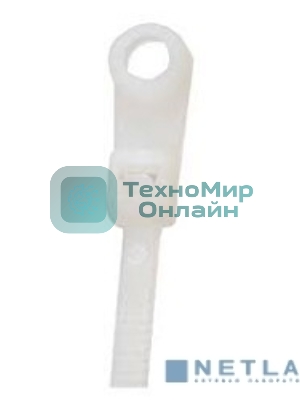 Хомут-стяжкa нейлоновая под винт Rexant 200x4,3 мм, белая, упаковка 100 шт.