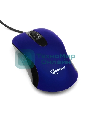 Мышь проводная Gembird MOP-400-B синий, 1000 dpi, USB, кнопки - 3