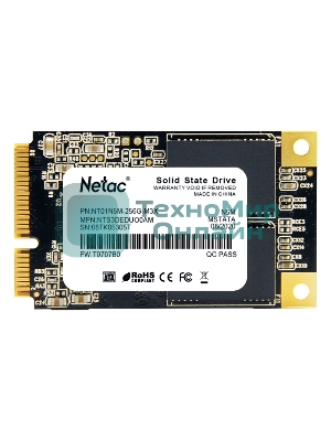 Накопитель SSD Netac N5M, 256Gb, mSATA, R/W 560/520