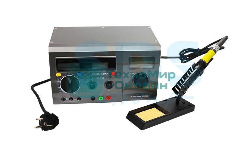 Многофункциональная цифровая паяльная станция Rexant с мультиметром и ЖК дисплеем , 220 В/48 Вт