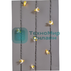 Каскад Lamper Янтарные Пчелы LED 10 м с выносной солнечной панелью 2 м и аккумулятором, IP65, теплое белое свечение