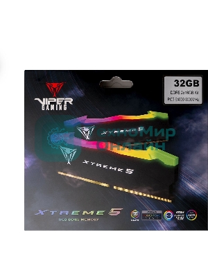 Оперативная память Patriot Viper Xtreme 5, DDR5, 32GB (2x16GB), 8000MHz, CL38, DIMM, с радиаторами, RGB, черный