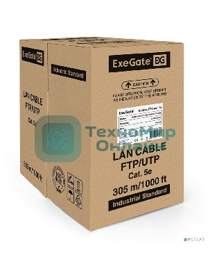 Кабель ExeGate FTP 4 пары кат.5e медь, 24AWG, экран, бухта 305м, серый, PVC