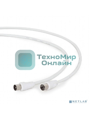 Кабель телевизионный Cablexpert, CCV-515-W-5M, Coaxial M/F, белый, 5м
