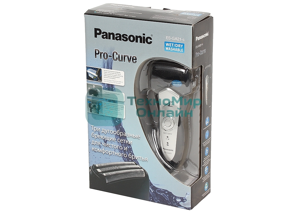 Электробритва сетчатая Panasonic ES-GA21 реж.эл.:3 питан.:аккум. черный/серый