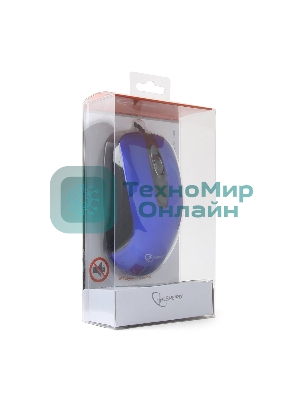 Мышь проводная Gembird MOP-400-B синий, 1000 dpi, USB, кнопки - 3