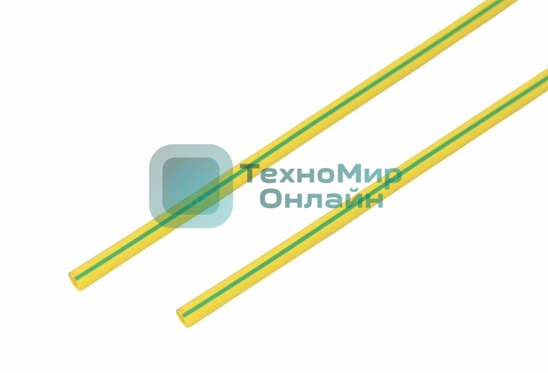Термоусаживаемая трубка Rexant 4,0/2,0 мм, желто-зеленая, упаковка 50 шт. по 1 м