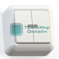 Выключатель Кунцево-Электро 2-кл. ОП Оптима 10А IP20 А510-387 с монтажной пластиной с инд. белый