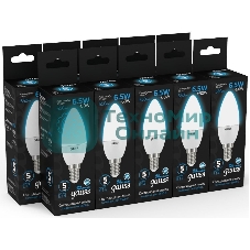 Лампа светодиодная Gauss 103101307 6.5Вт цок.:E14 свеча 220B 6500K св.свеч.бел.хол. (упак.:10шт)