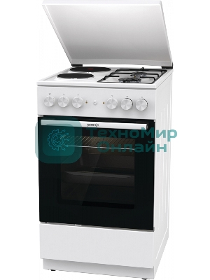 Плита комбинированная Gorenje GK5A12WG белый, конфорок 2 газовых и 2 электрических, духовка 68 л, 50 см x 85 см x 59.4 см