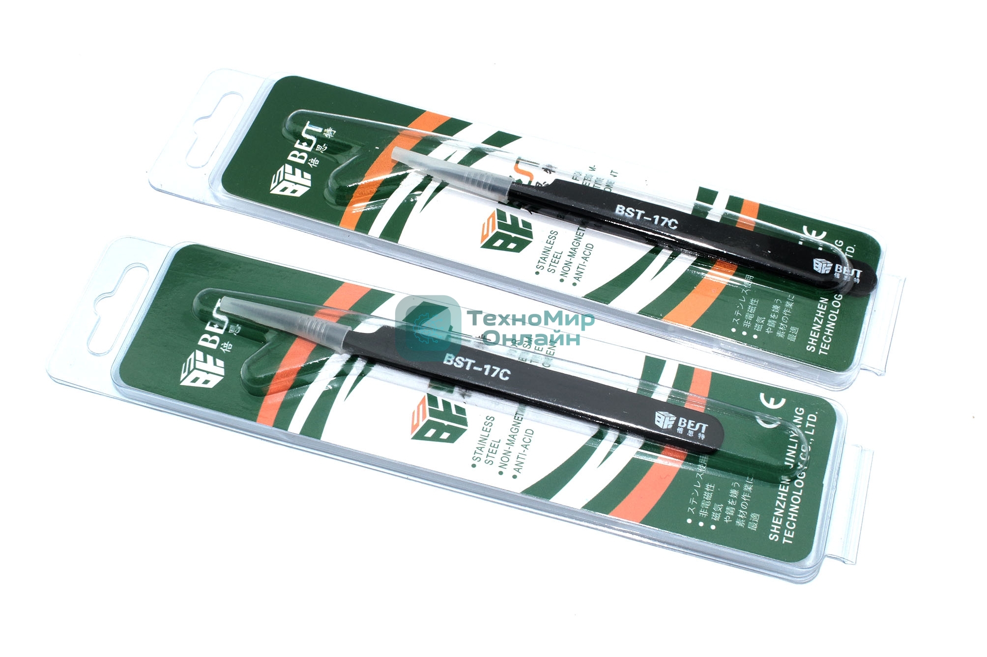 Пинцет Best BST-17С прямой острый 115 мм 2 шт