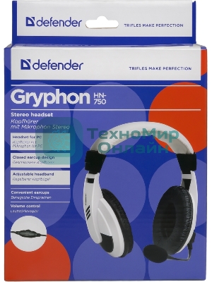 Гарнитура Defender Gryphon 750 белый, проводная
