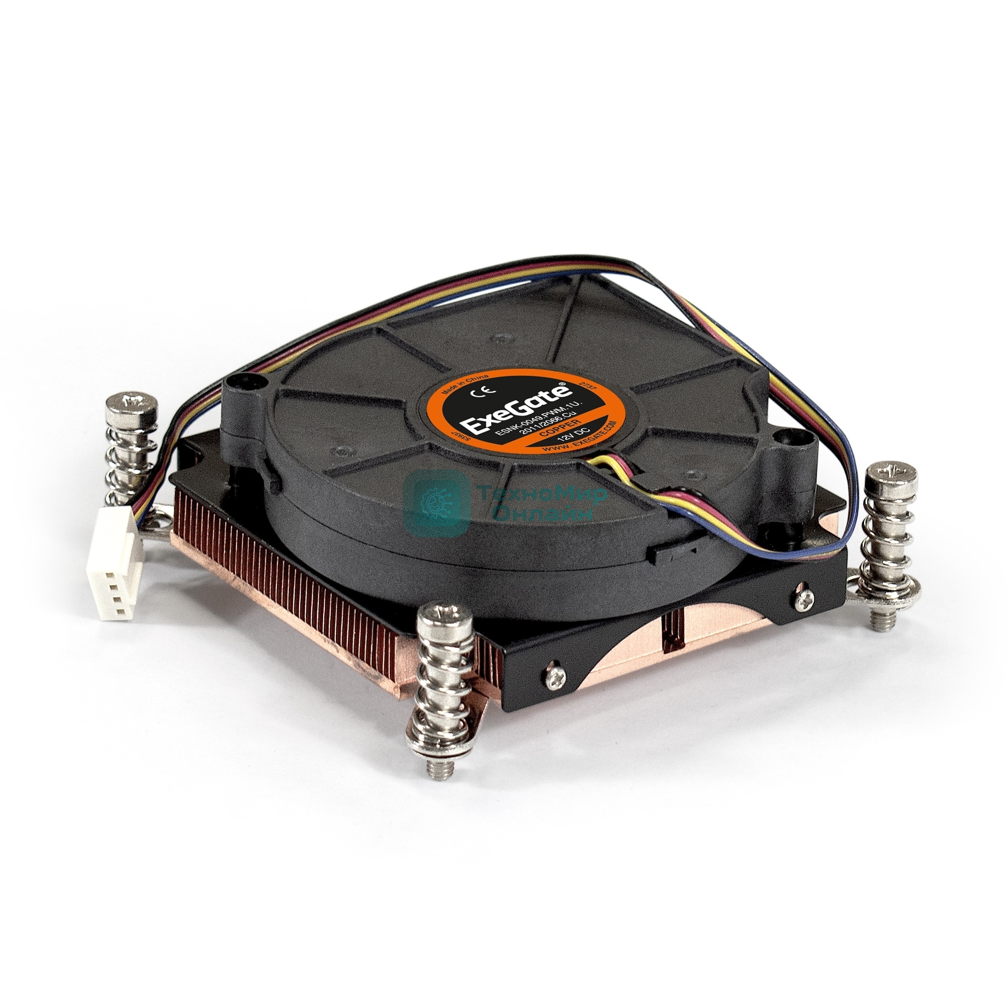 Кулер для процессора ExeGate ESNK-0049.PWM.1U.2011/66.Cu черный, 75 мм, медь, 5000 об/мин, 54 дБ, 4 pin, 115 Вт, 30 мм