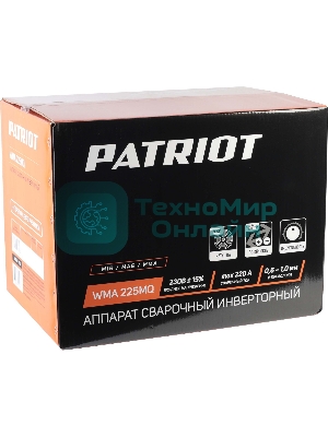 Сварочный аппарат PATRIOT WMA 225MQ (605301755) инверторный mig/mag/mma стальной и флюс. провлокой