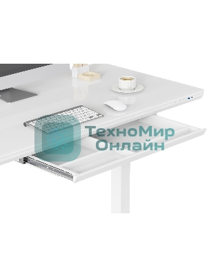 Стол для компьютера Cactus с электроподъемником, столешница стекло белый каркас белый (CS-EGD-WWT)