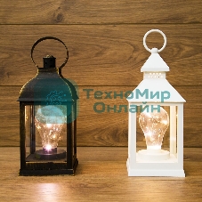 Декоративный фонарь Neon-night с лампочкой, белый корпус, размер 10.5х10.5х24 см, цвет теплый белый