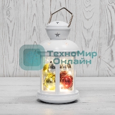 Декоративный фонарь Neon-night с шариками 12х12х20,6 см, белый корпус, теплый белый цвет свечения